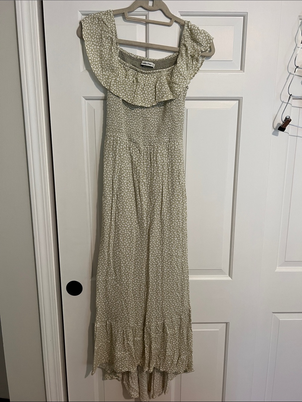 Abercrombie & Fitch Sage Green Floral Ruffle high low dress